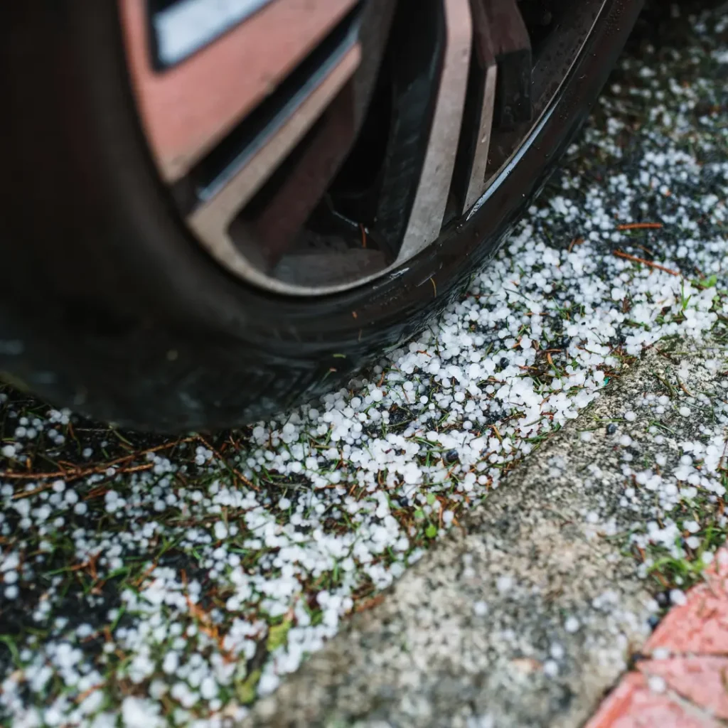 Car during a hail