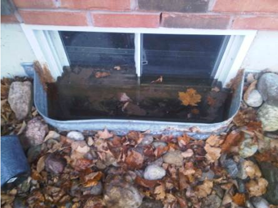Yikes! Look at this flooded window well that could have been prevented with a proper window well cover