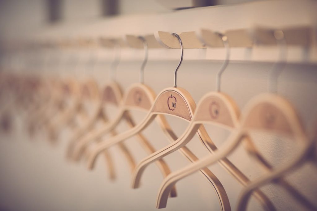 Wooden hangers close-up