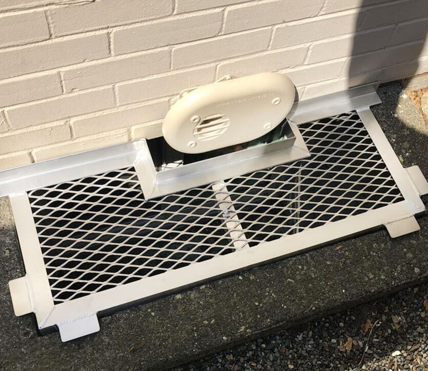 36" x 13" Custom made metal window well cover matching any provided space. Our grates are made of rust-free aluminum to ensure durability and safety.