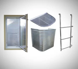 Complete Egress Kit solution with a metal well, in-swing basement window and aluminum grate. Ladder can be added depending on the depth of the well.