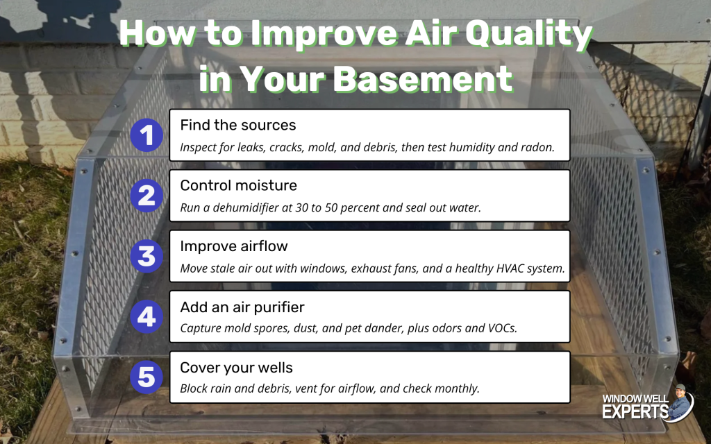 how to improve air quality in your basement infographic